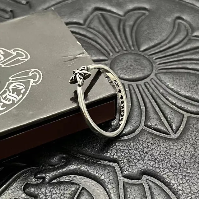 Chrome Hearts Flower Ring Silver Oxidized Floral Motif Ring 6