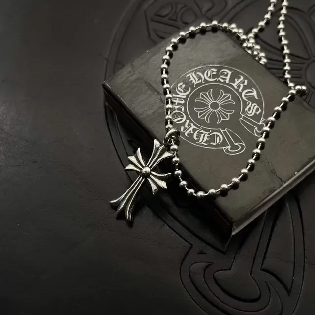 Chrome Hearts Gothic Cross Silver-Toned Ball Chain Necklace 3