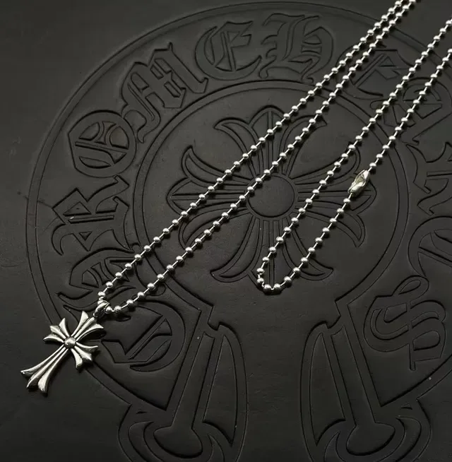 Chrome Hearts Gothic Cross Silver-Toned Ball Chain Necklace 5