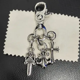 Chrome Hearts Multi-Charm Cluster Silver Polished Bracelet