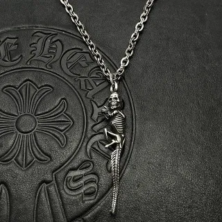 Chrome Hearts Skeleton Pendant Silver Necklace