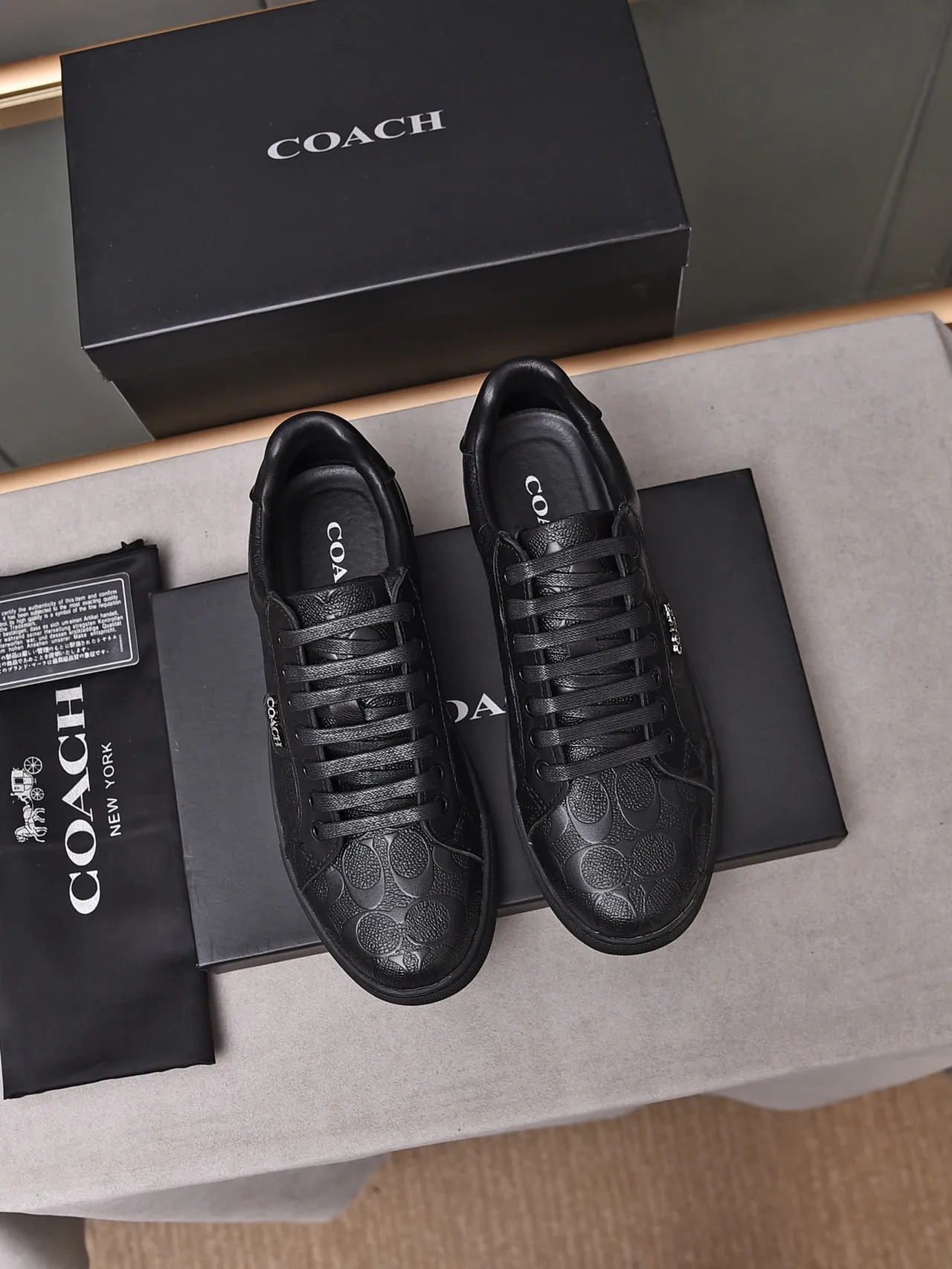 Coach Monogram-Embossed All-Black Lifestyle Sneaker 3