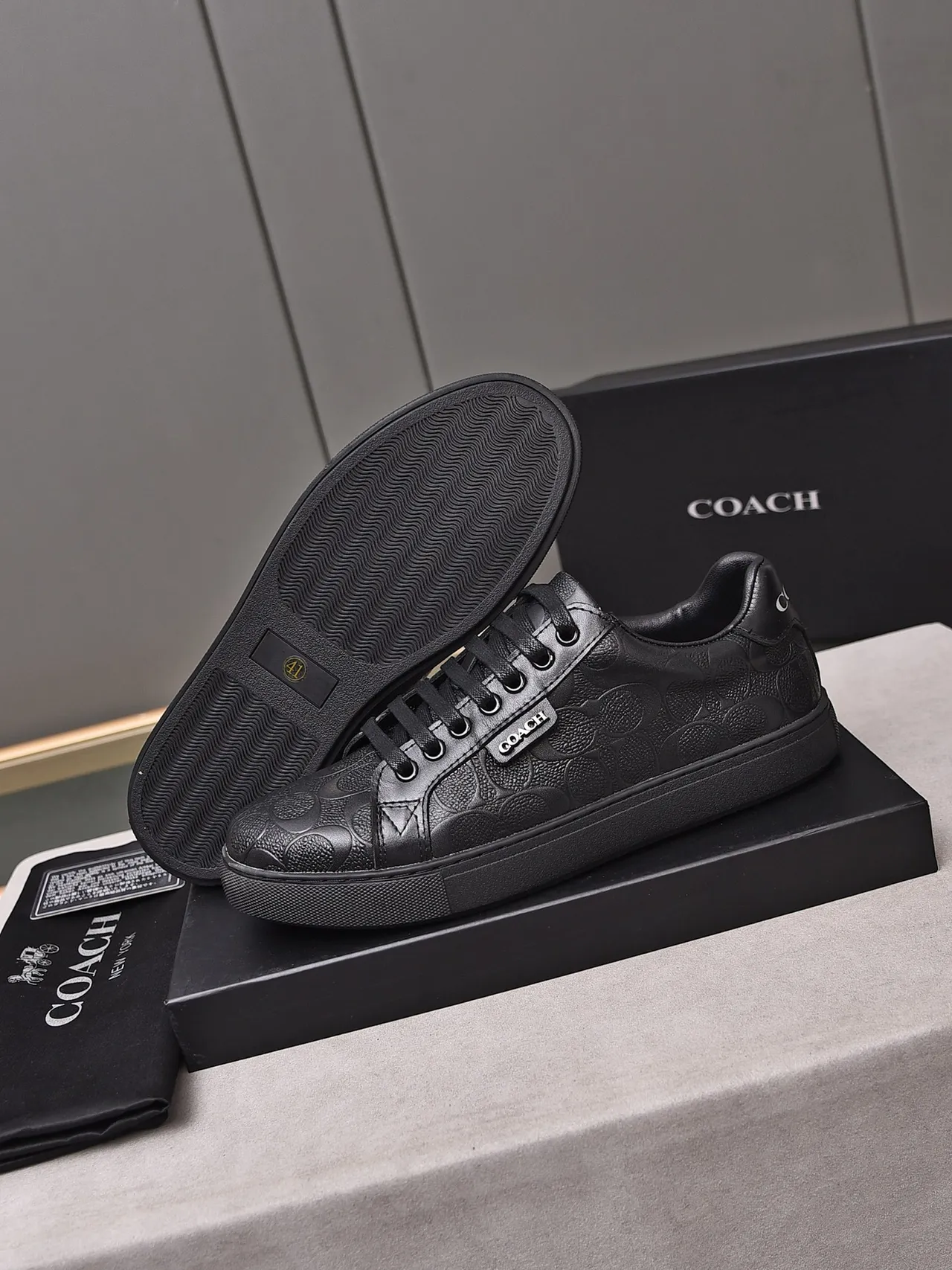 Coach Monogram-Embossed All-Black Lifestyle Sneaker 5