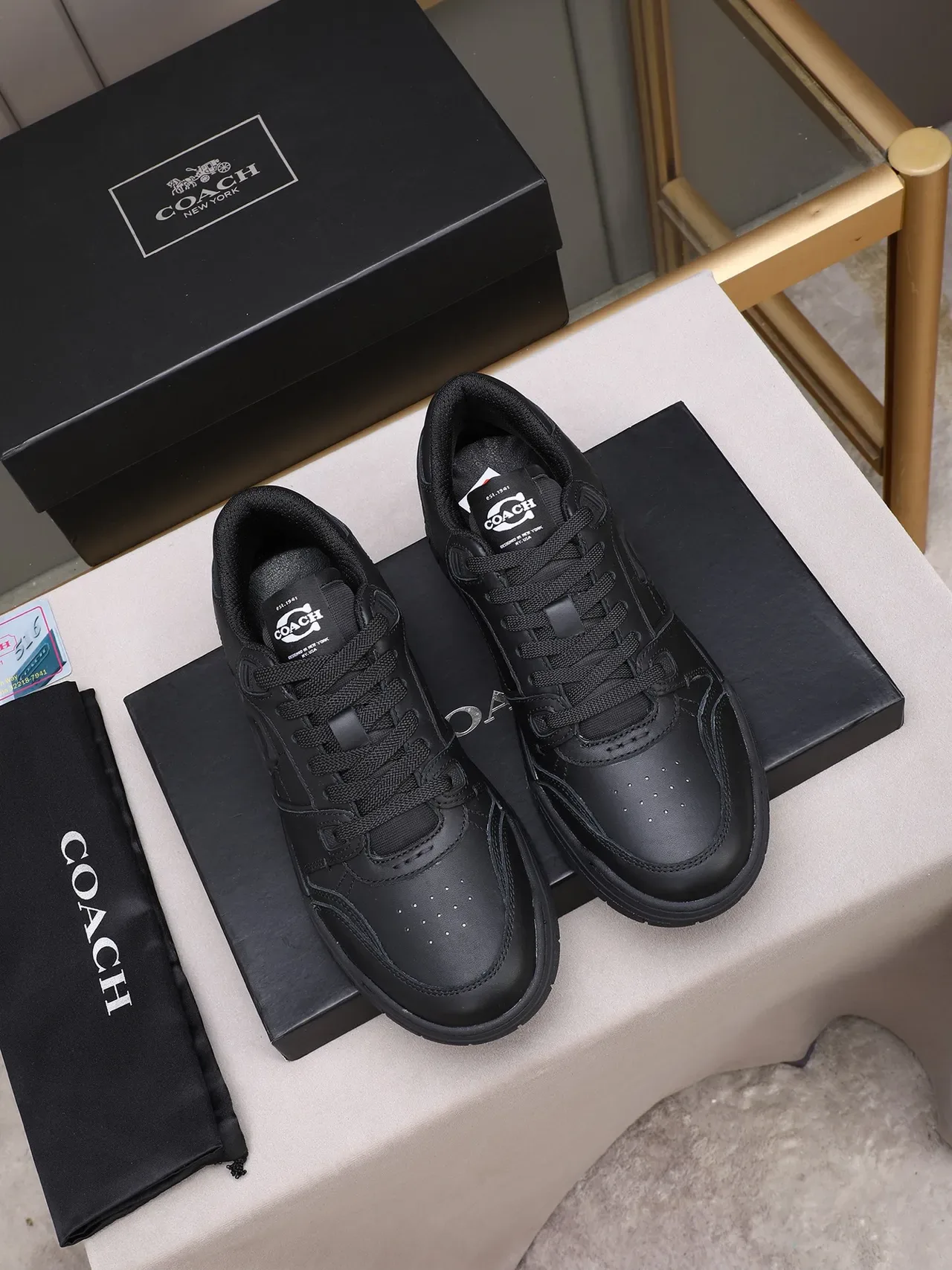 Coach Signature C All-Black Leather Lifestyle Sneakers 2
