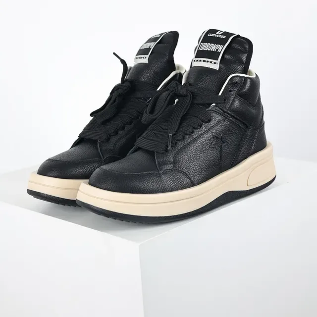 Converse Black Beige Pebbled Leather High-Top Lifestyle Sneakers 2