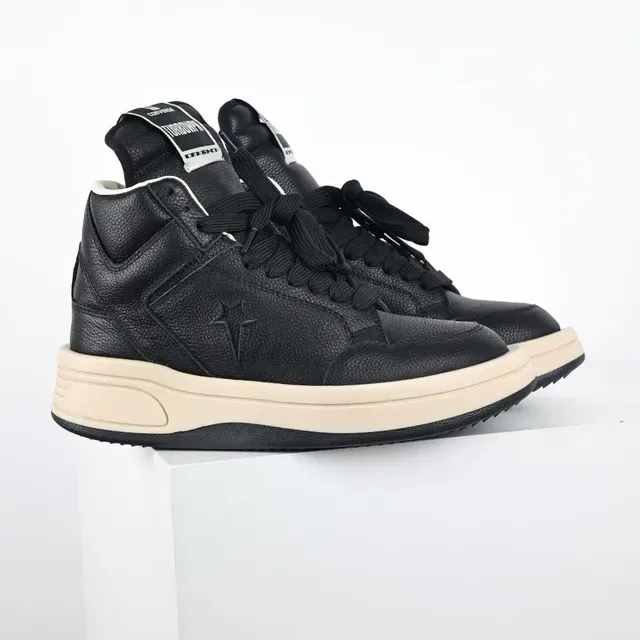 Converse Black Beige Pebbled Leather High-Top Lifestyle Sneakers 3