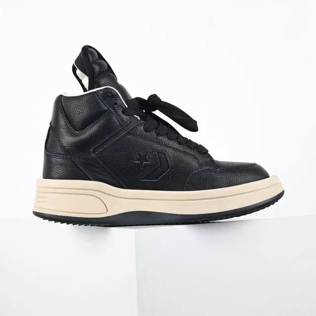 Converse Black Beige Pebbled Leather High-Top Lifestyle Sneakers 7
