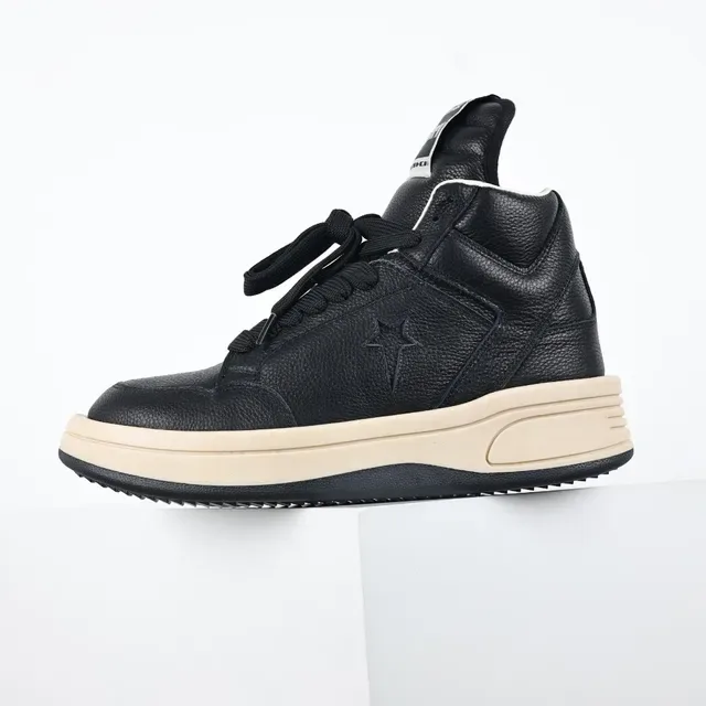 Converse Black Beige Pebbled Leather High-Top Lifestyle Sneakers 9