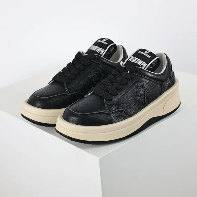 Converse Black Beige Pebbled Leather Upper Cream Platform Midsole Lifestyle Sneakers 2