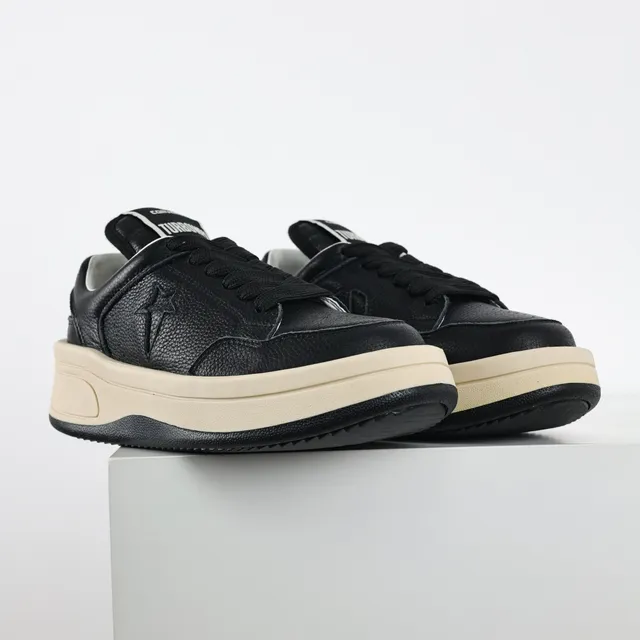 Converse Black Beige Pebbled Leather Upper Cream Platform Midsole Lifestyle Sneakers 3