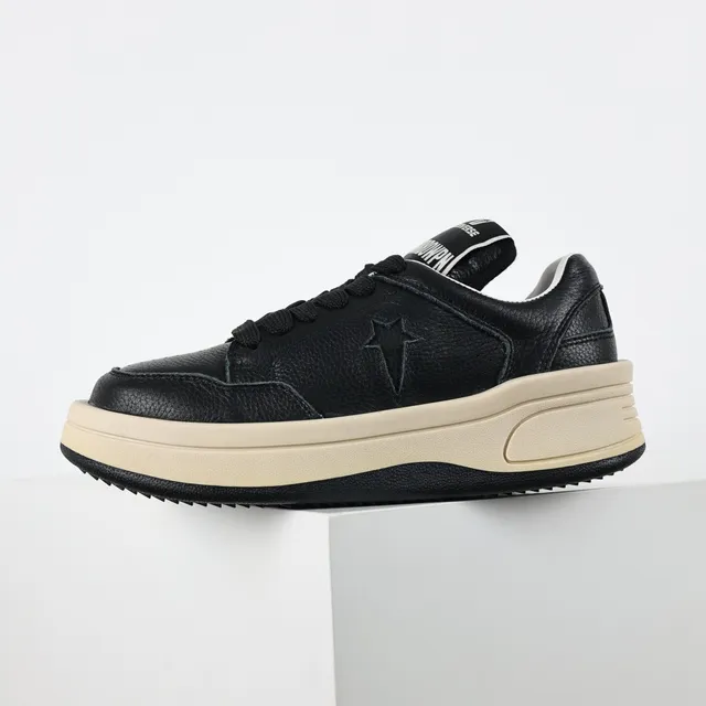 Converse Black Beige Pebbled Leather Upper Cream Platform Midsole Lifestyle Sneakers 9