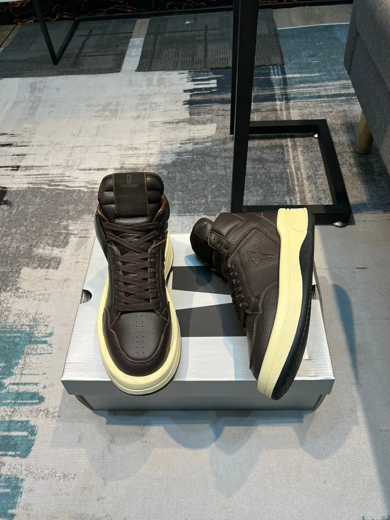 Converse Tênis Lifestyle de Couro Marrom Bege Pebbled de Bico Alto 5
