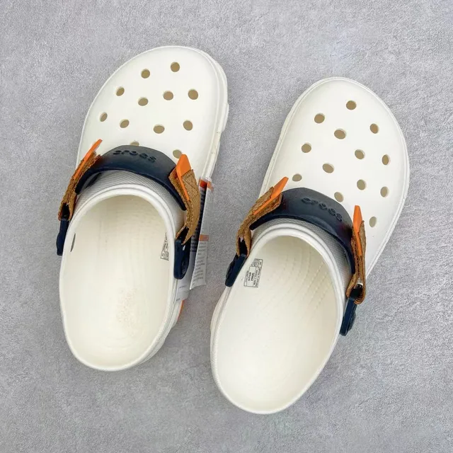 Crocs Echo Clog أبيض برتقالي بني أسود Clog 8