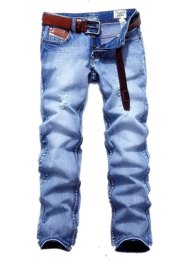 Diesel KROKEM Blue Brown Distressed Slim-Straight Fit Jeans 2