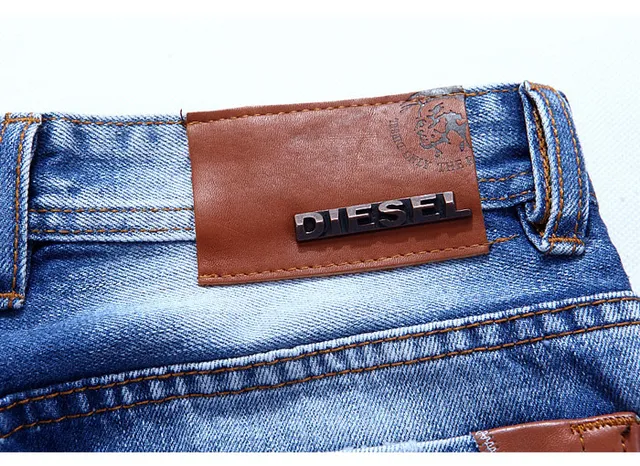 Diesel KROKEM Blue Brown Distressed Slim-Straight Fit Jeans 7