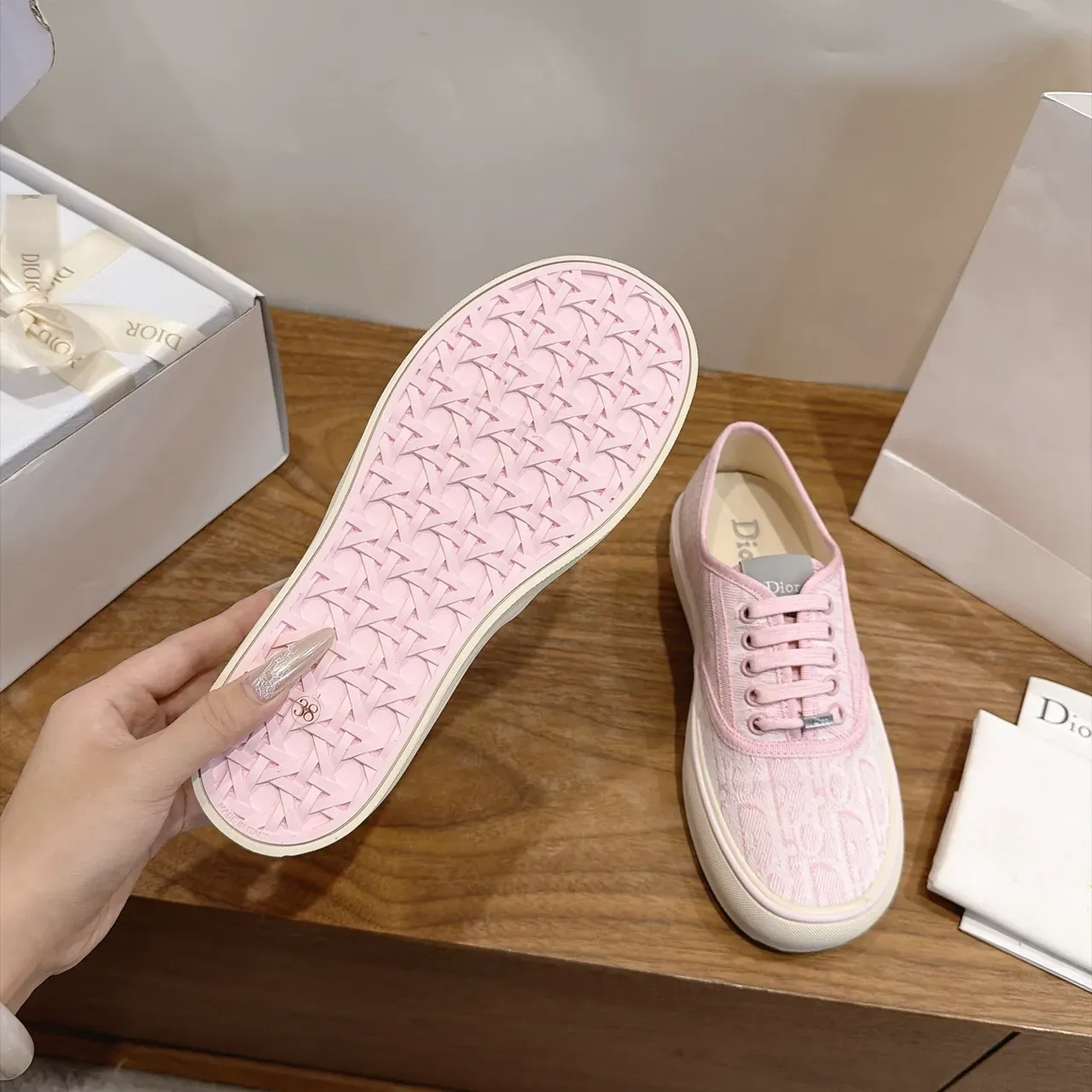 Dior B-Series Pink Monogram Canvas Lifestyle Sneakers 3