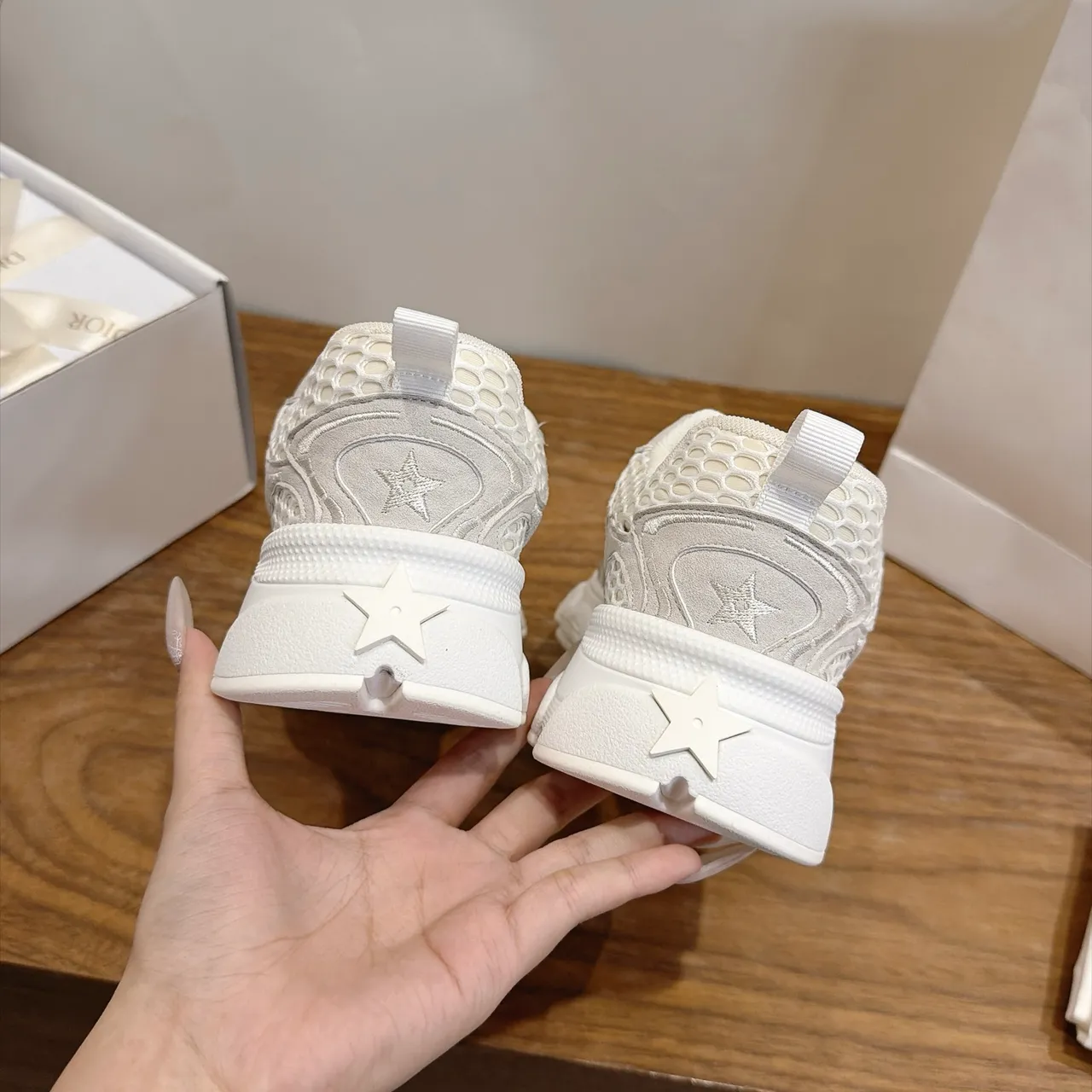 Dior B22 Beige Yellow Sole Jacquard Paneling Chunky Sneakers 2