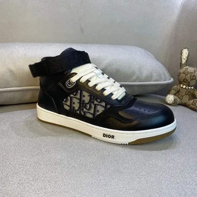 Dior B23 Black and Beige Monogram High-Top Lifestyle Sneakers 9