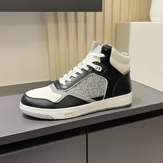 Dior B23 Black White High-Top Monogram Panel Lifestyle Sneakers
