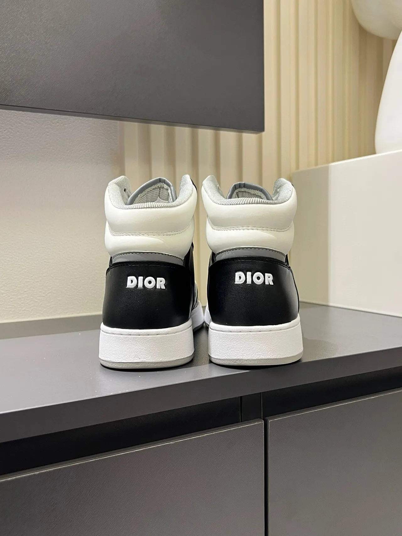 Dior B23 Black White High-Top Monogram Panel Lifestyle Sneakers 9