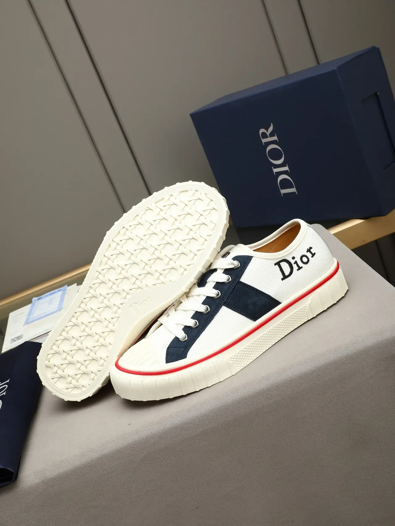 Dior B23 Canvas Sneaker White Navy Red Lifestyle Sneakers 2