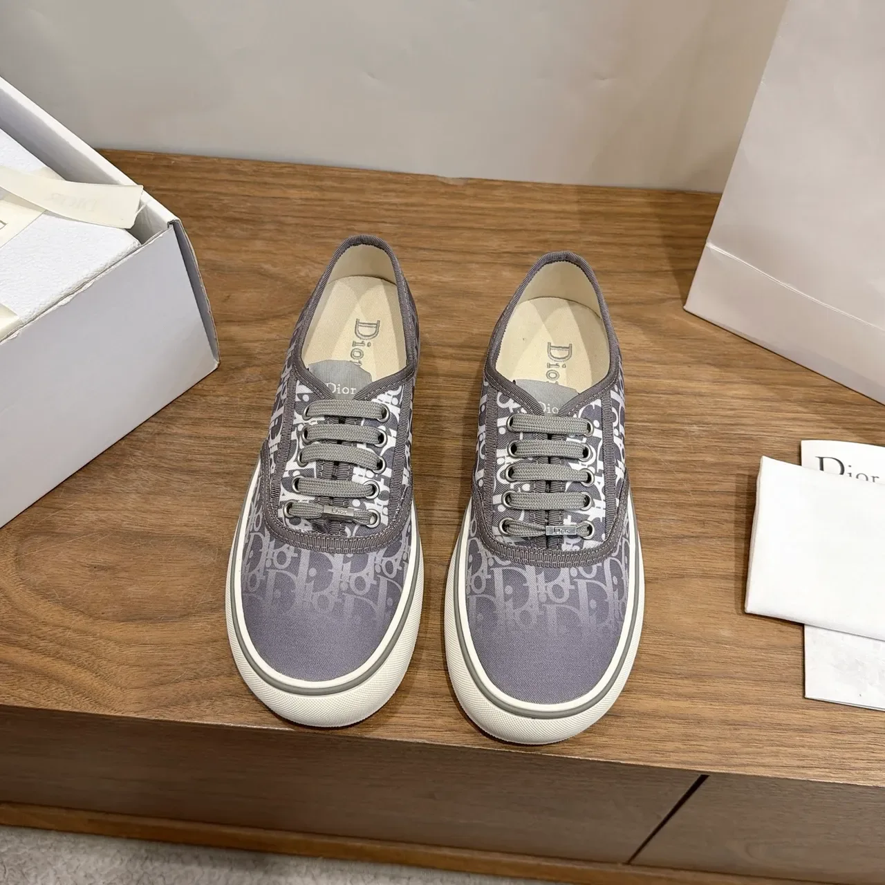 Dior B23 رمادي Monogram Canvas أحذية رياضية أسلوب حياة 5
