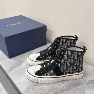 ديور B23 أحذية رياضية عالية Monogram كانفاس وسويد أسلوب حياة