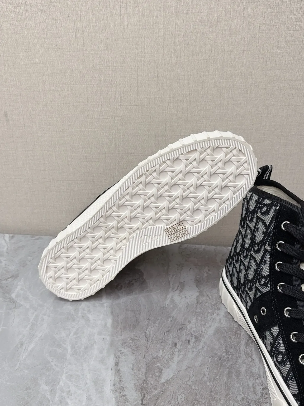 ديور B23 أحذية رياضية عالية Monogram كانفاس وسويد أسلوب حياة 2