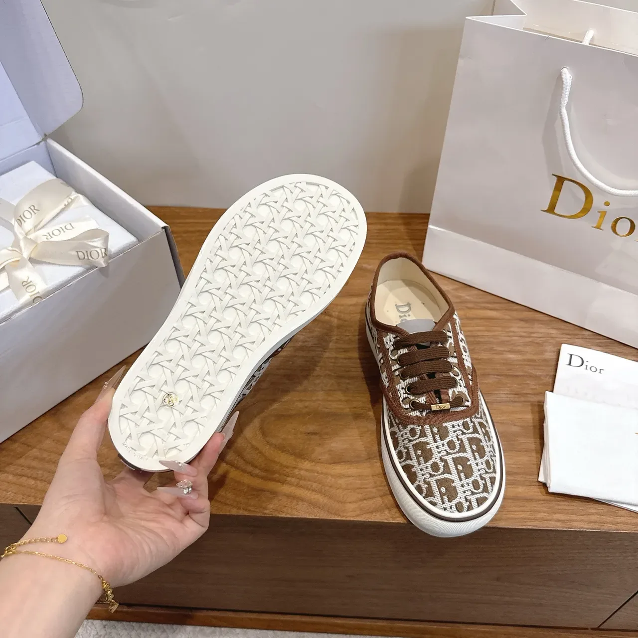 Dior B23 Monogram Beige and Brown Lifestyle Sneakers 2