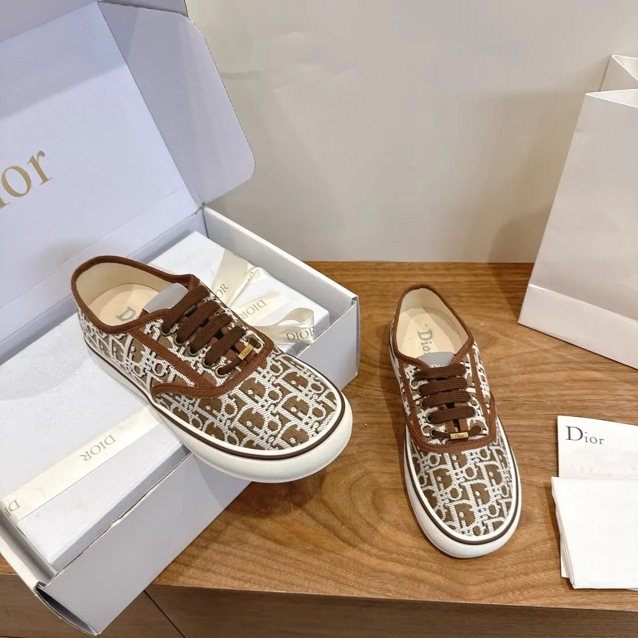 Dior B23 Monogram Beige and Brown Lifestyle Sneakers 4