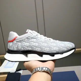Dior B23 Monogram Gray and Red Lifestyle Sneakers