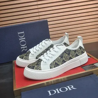 Dior B23 Monogram-Print White Platform Lifestyle Sneakers