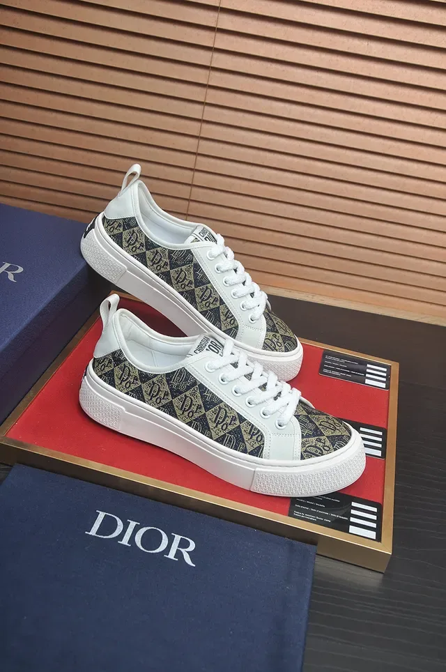 Dior B23 Monogram-Print White Platform Lifestyle Sneakers 4