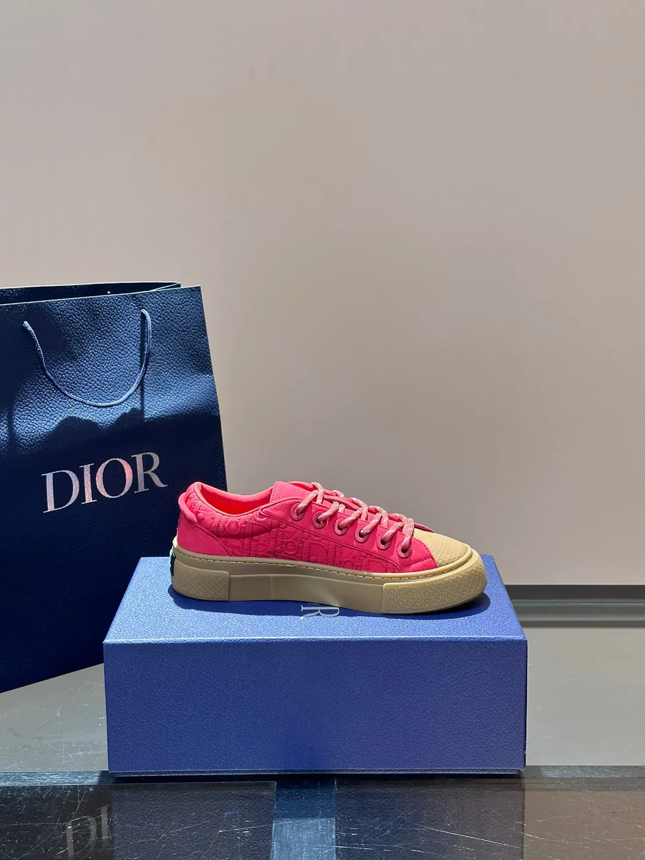 Dior B23 Pink Oblique Jacquard Platform Lifestyle Sneakers 6