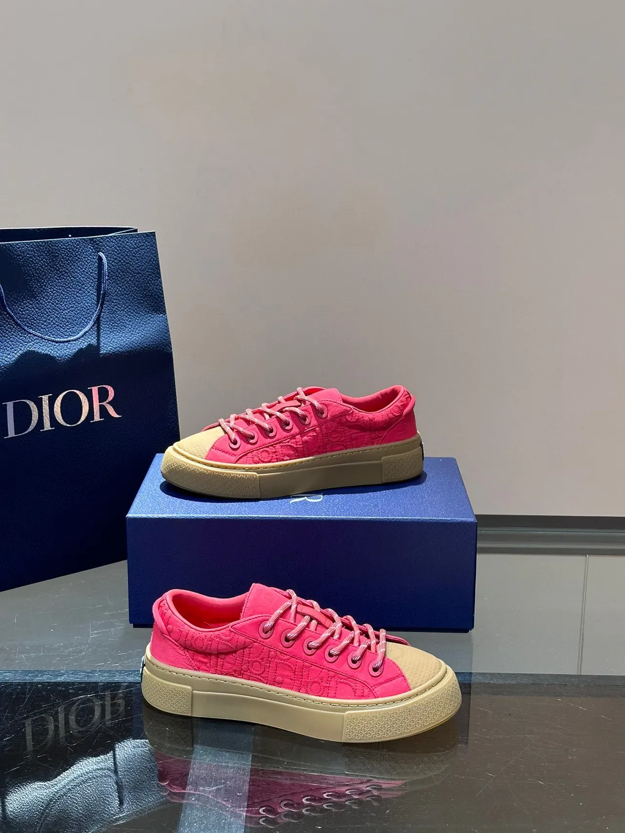 Dior B23 Pink Oblique Jacquard Platform Lifestyle Sneakers 7
