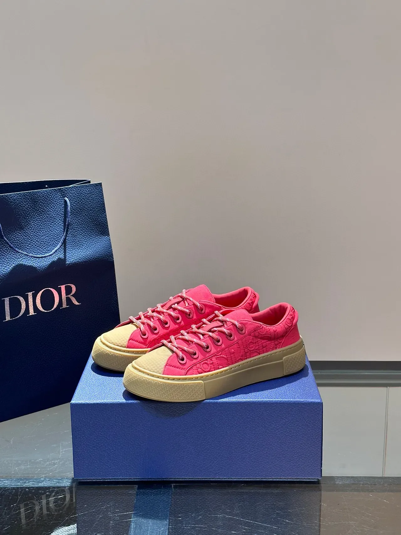 Dior B23 Pink Oblique Jacquard Platform Lifestyle Sneakers 8