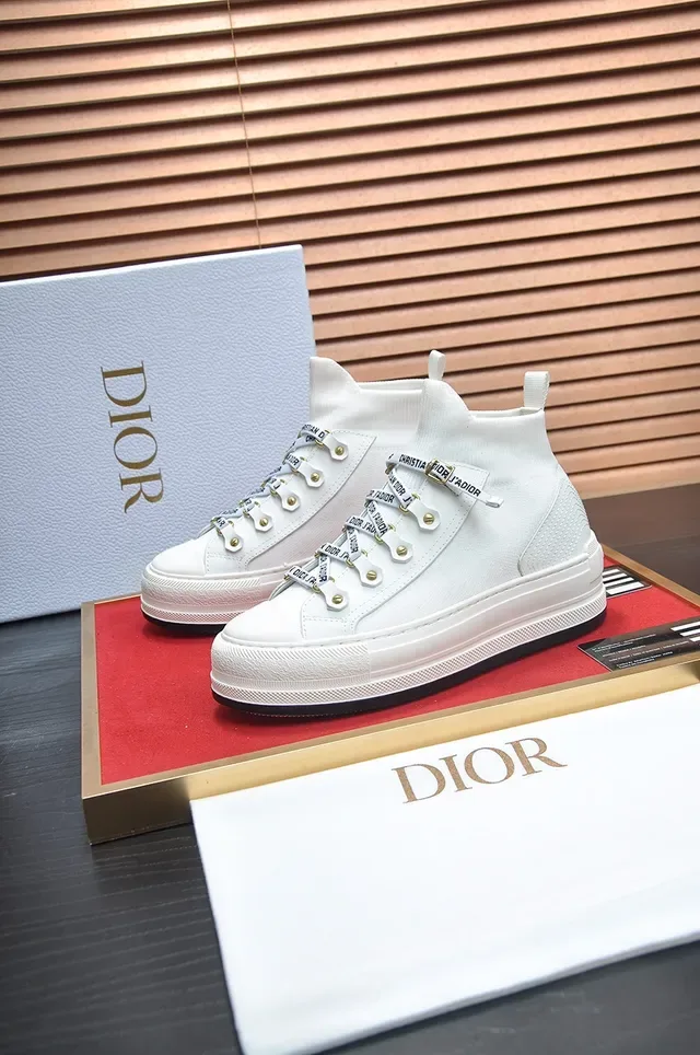 Dior B23 White Sock-Collar Platform Lifestyle Sneakers 4