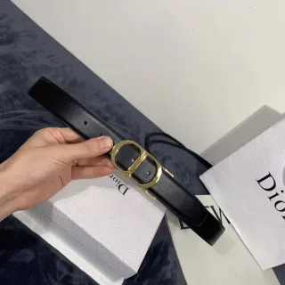 Dior B27 Black Gold Smooth CD Buckle Leather Belt