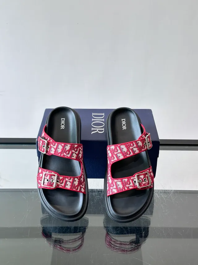 Dior B27 Black Multicolor Double-Strap Slide Oblique Jacquard Casual Sandals 6