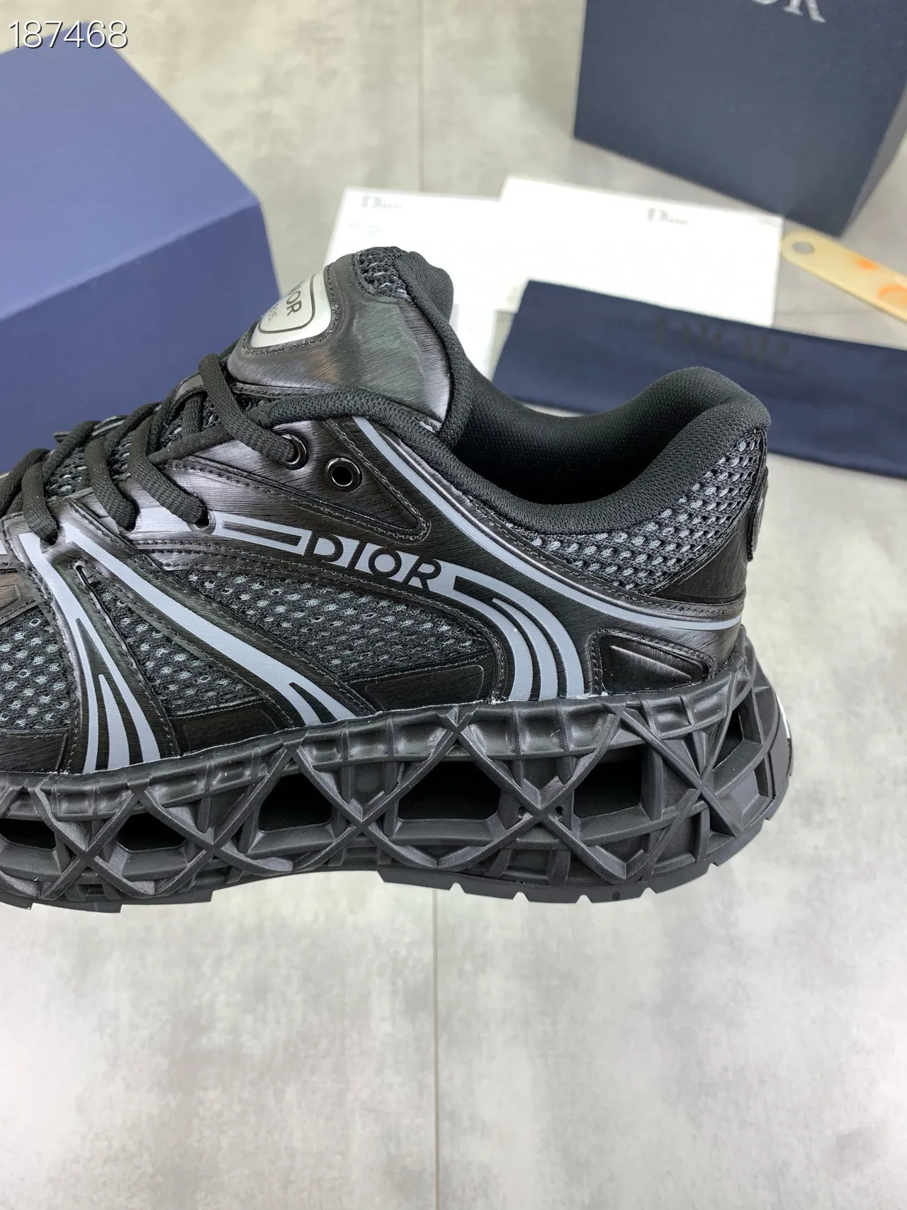 Dior B27 Black Perforated Mesh Chunky Sneakers 3