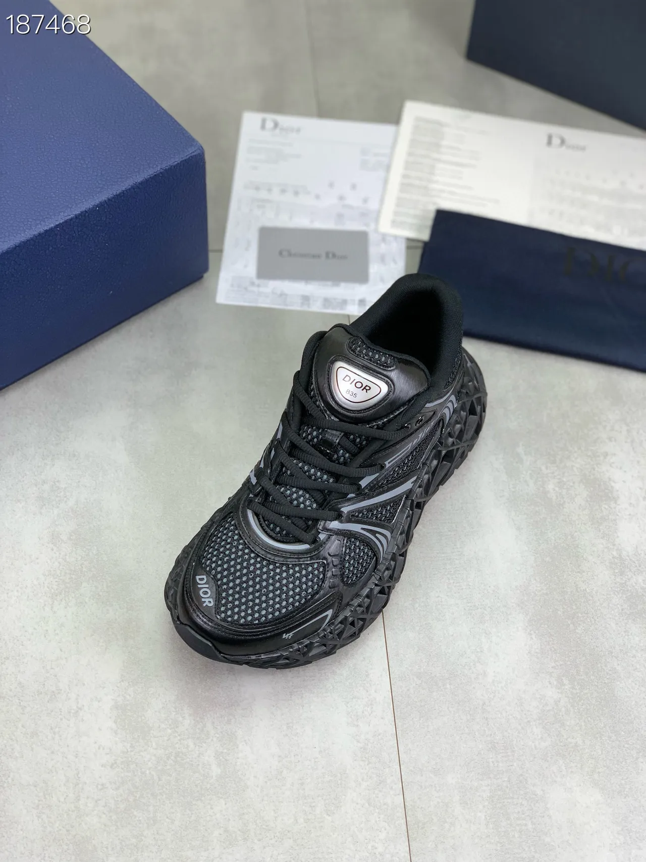 Dior B27 Black Perforated Mesh Chunky Sneakers 5