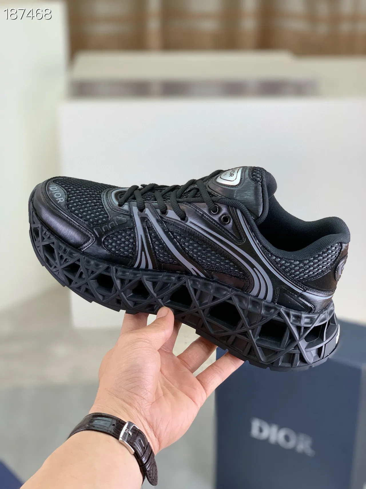 Dior B27 Black Perforated Mesh Chunky Sneakers 6
