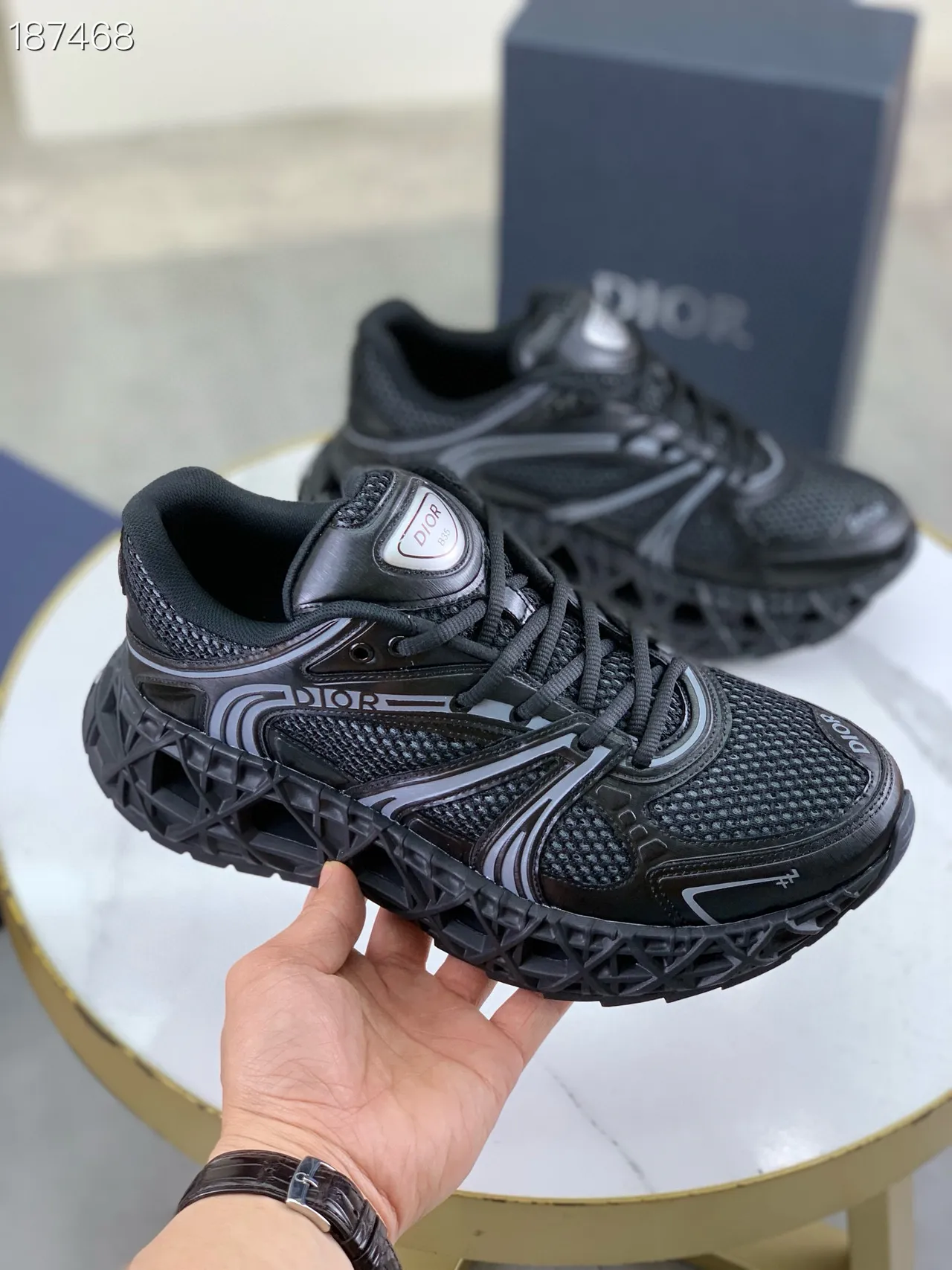Dior B27 Black Perforated Mesh Chunky Sneakers 8