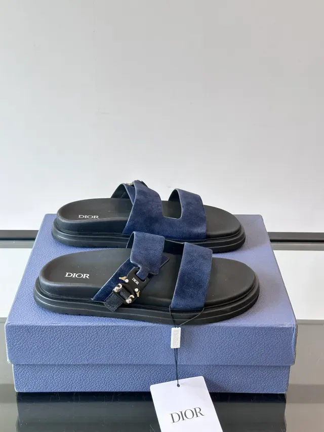 Dior B27 Brown Beige Double-Strap Suede Upper Casual Sandals 15
