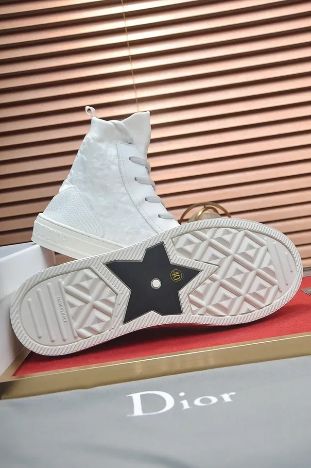 Dior B27 Monochrome White High-Top Lifestyle Sneakers 2