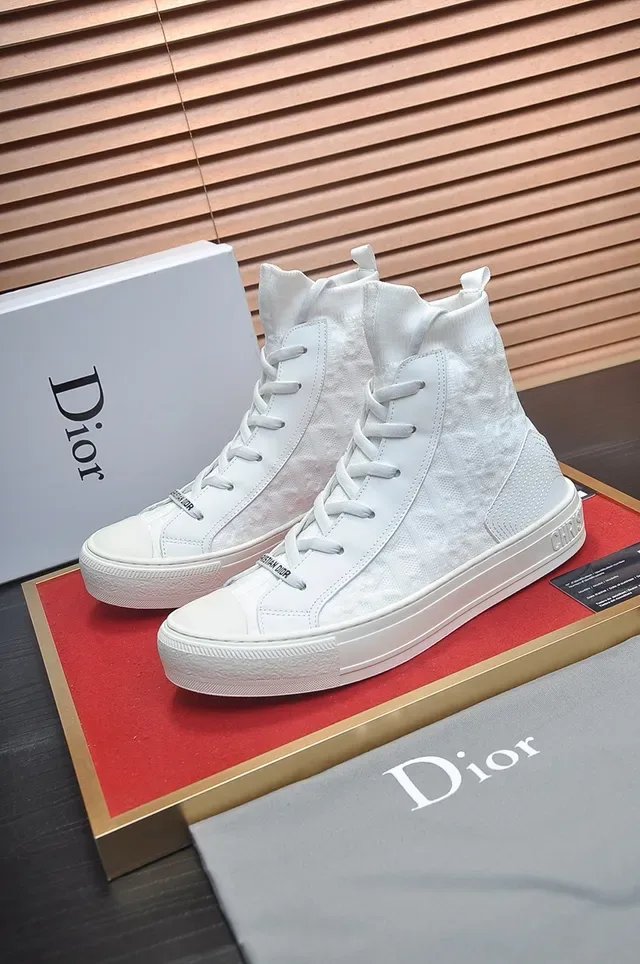 Dior B27 Monochrome White High-Top Lifestyle Sneakers 4