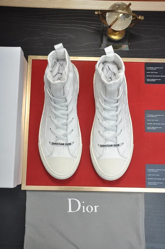 Dior B27 Monochrome White High-Top Lifestyle Sneakers 5