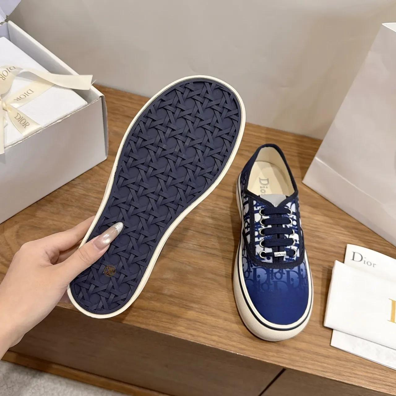 Dior B27 Oblique Monogram Navy Canvas Lifestyle Sneakers 3