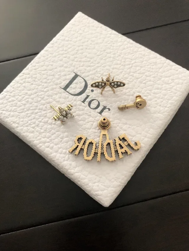 Dior Bee Motif Pearl and Crystal Earrings 3