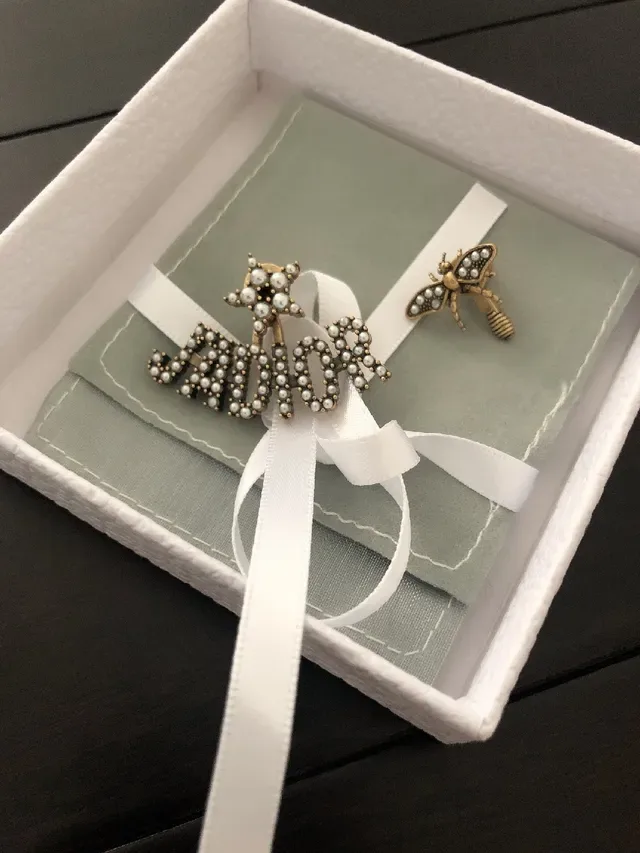Dior Bee Motif Pearl and Crystal Earrings 5